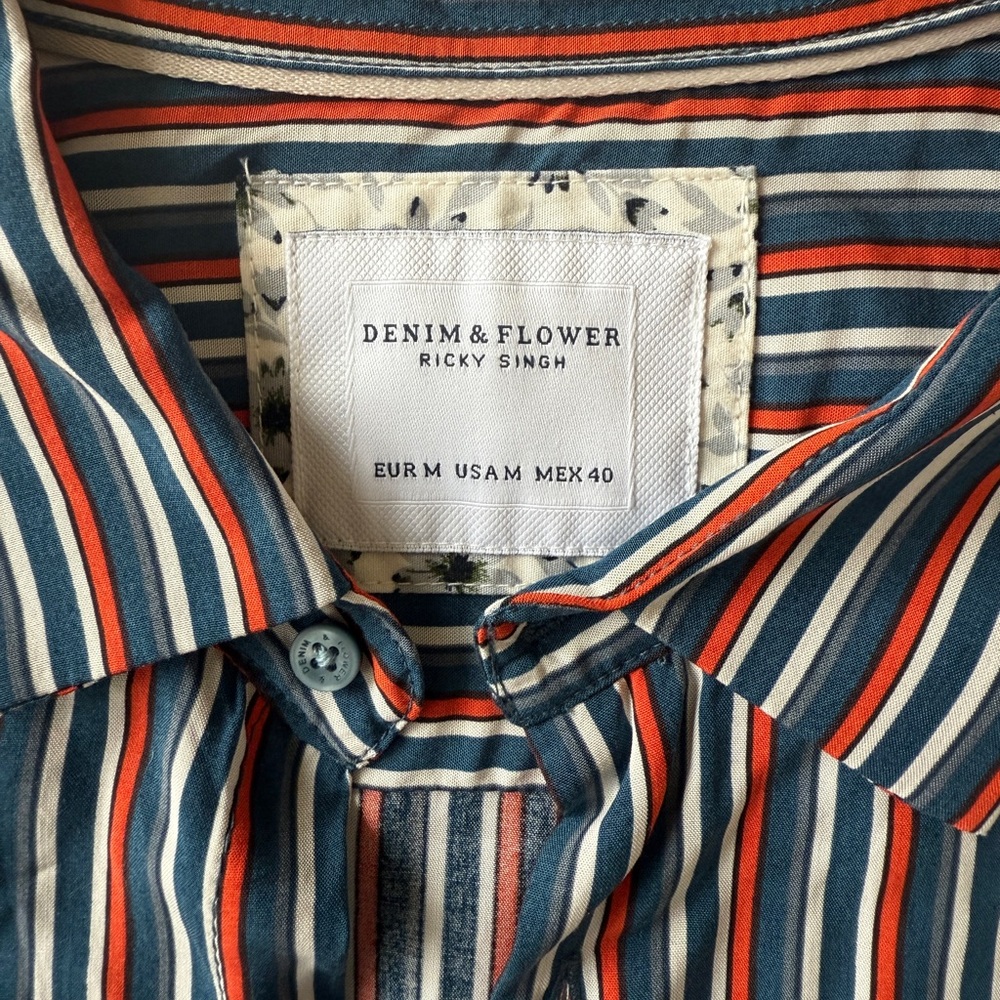 Denim & Flower Men's Multicolor Striped Shirt size M medium